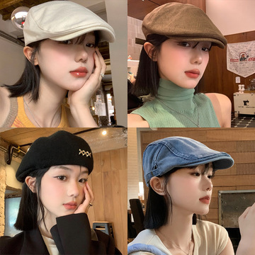 高品质灯芯绒渔夫帽子女秋冬季新款休闲百搭显脸小一帽多戴小礼帽详情5