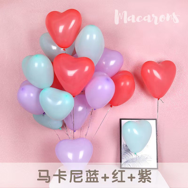 Macaron heart-shaped balloons for the Qixi Festival confession, wedding decoration, birthday party, cute girl atmosphere, and non-toxic pic 29