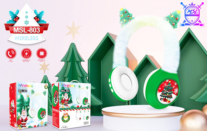 跨境新款MSL-803頭戴式無線藍(lán)牙耳機 創(chuàng)意圣誕毛絨設(shè)計 重低音效果 長續(xù)航耐用 藍(lán)牙音樂耳機詳情7