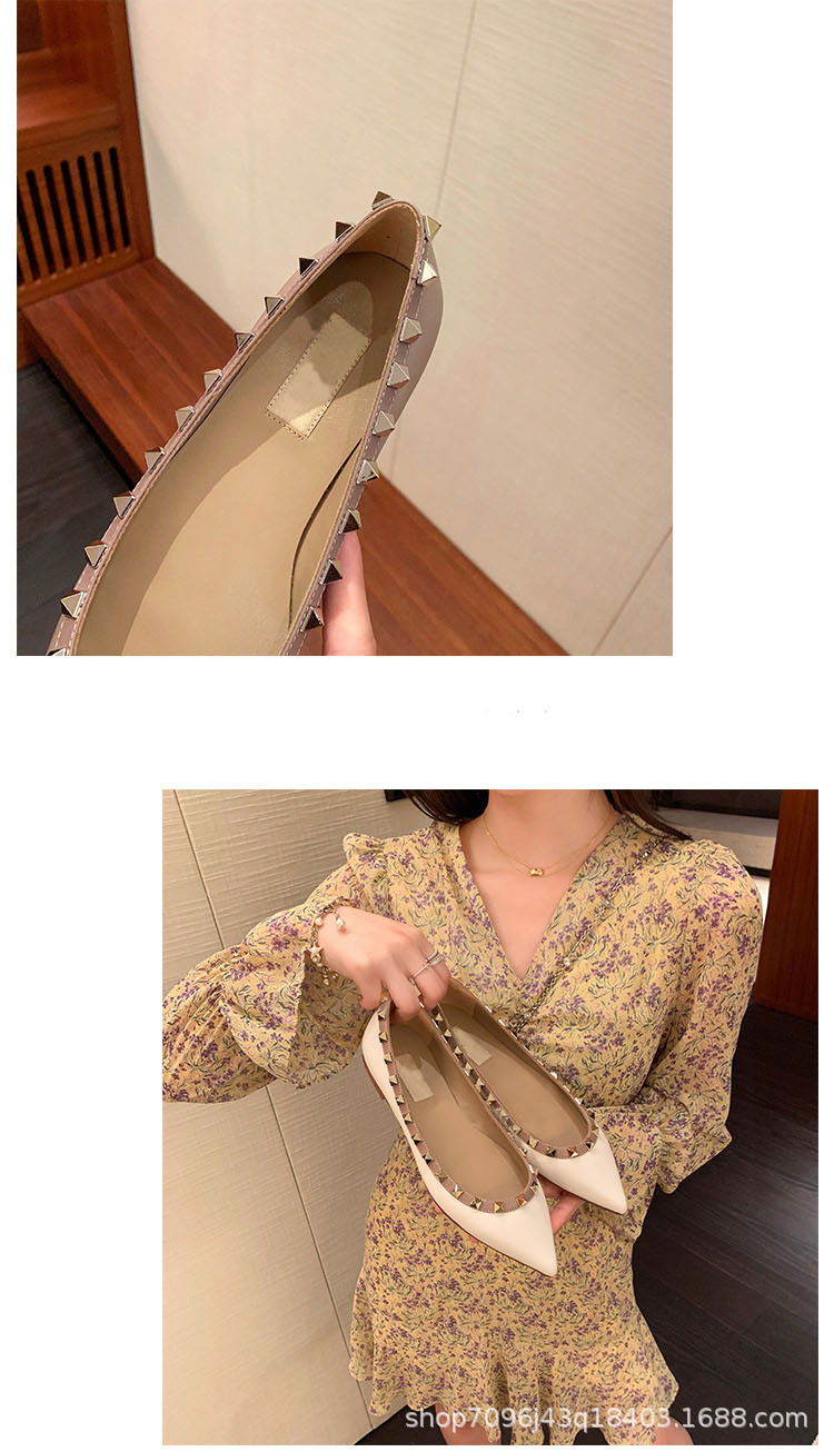 V家网红平底单鞋女浅口铆钉尖头平底鞋2023春秋新款工作鞋女瓢鞋详情18