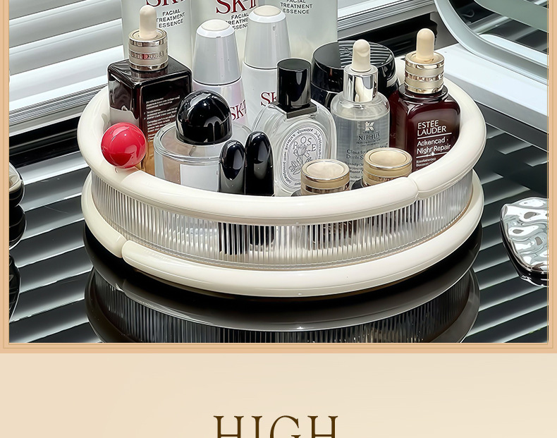 Rotating cosmetics storage box, table skin care product tray, shelf, lipstick, perfume, lotion, dressing table storage plate pic 2