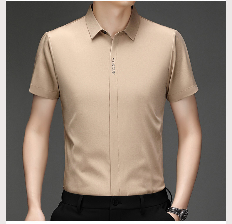 Out-of-size special offer: Summer mulberry silk short-sleeved shirt for men, high-end, seamless, one-inch shirt with good drape, no need for ironing, elastic and delicate pic 34