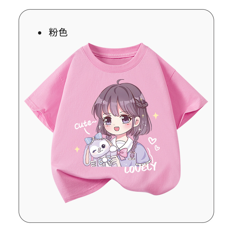 童装女童t恤夏季纯棉宽松版小女孩夏装儿童短袖韩版印花时尚上衣详情11