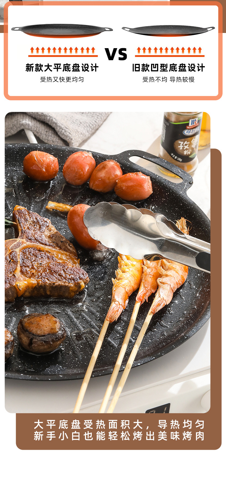 Tourmaline grill, sun plate, Korean barbecue plate, gas stove, induction cooker, universal barbecue, teppanyaki, outdoor camping pic 7