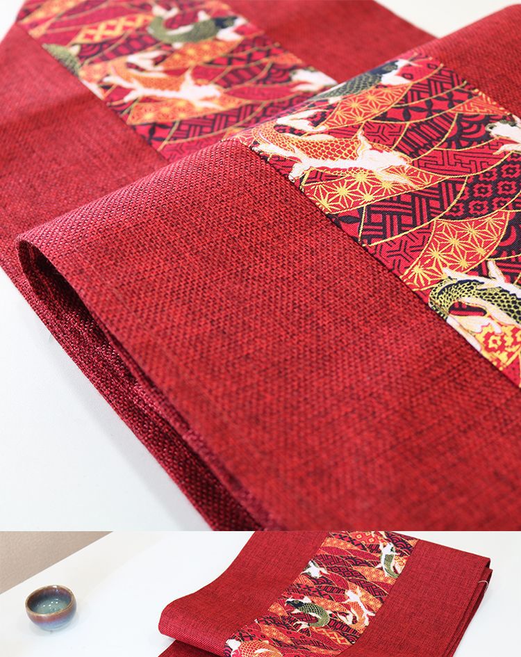 国潮中式结婚礼婚庆桌布艺茶席喜庆红色桌旗新年中国风棉麻复古长条巾详情8