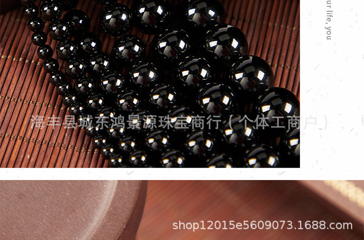 天然黑曜石散珠diy乌金黑曜石手链半成品纯黑7A黑曜石DIY隔珠饰品详情18