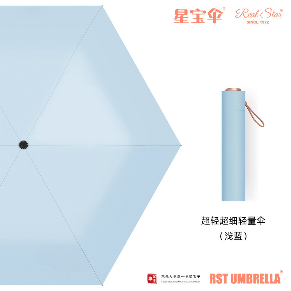 素色超轻防晒伞三折6股手动遮阳晴雨伞黑胶图层轻便雨伞详情25