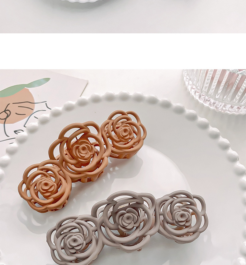 Korean-style frosted and holloomed camellia hairpin, flower hairpin, large shark hairpin, back of the head, updo hairpin, hairpin for women pic 8