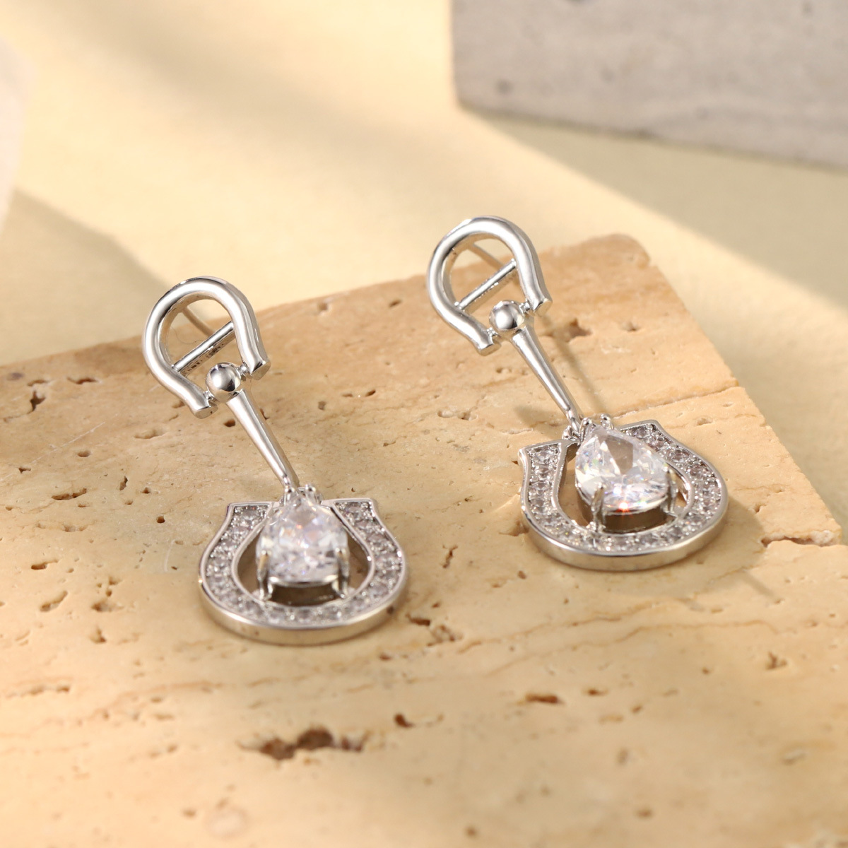 French geometric metal minimalist earrings with an irregular texture, white lava ring and enamel adjustable joints pic 24