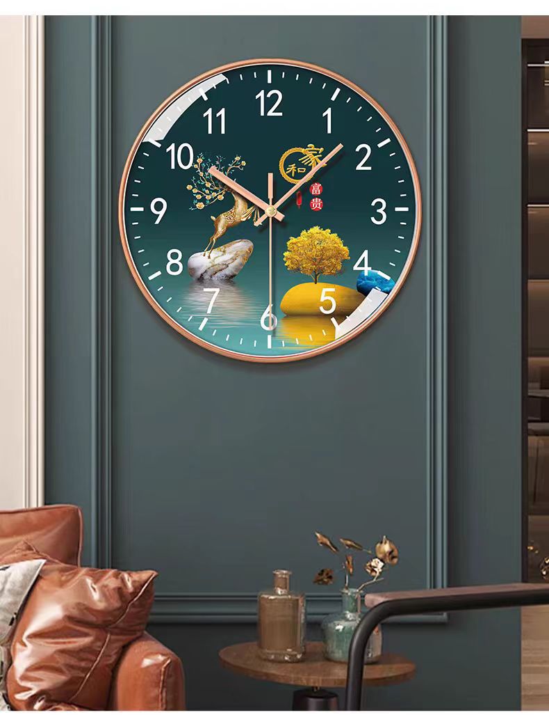 轻奢静音钟表简约家用时尚挂钟免打孔挂墙石英钟客厅卧室装饰时钟详情10