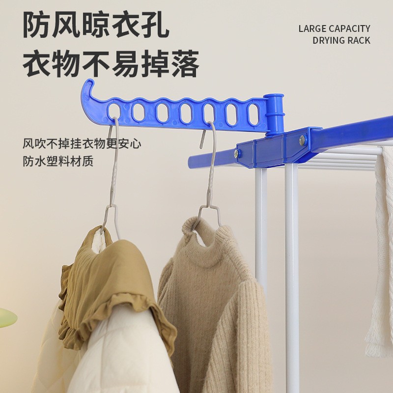 New best-selling indoor wardrobe floor-standing folding mobile clothes rack, multi-functional three-layer towel rack, wing-shaped clothes drying rack pic 3