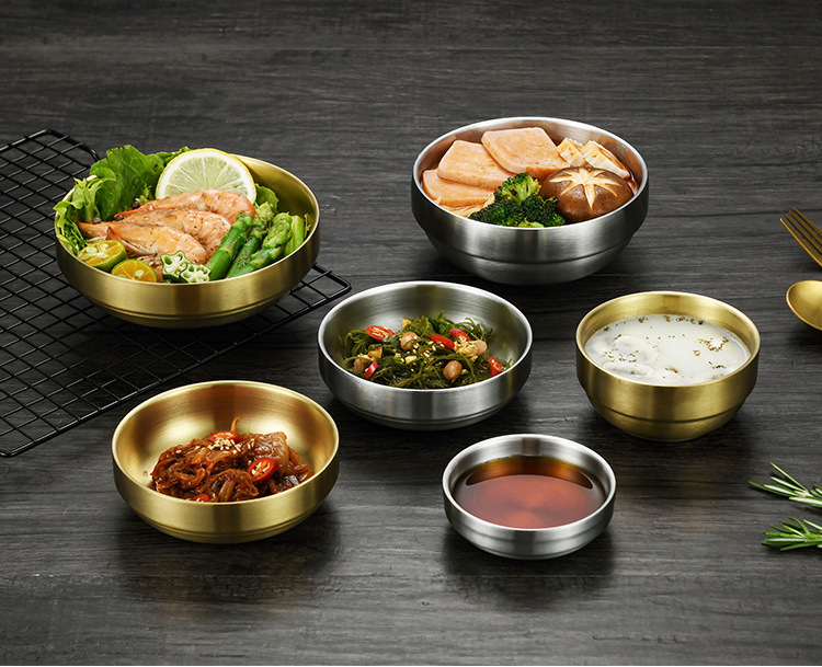 金色凉菜碟调料碟猫碗汤碗双层户外米饭碗304不锈钢韩式泡菜碟详情28