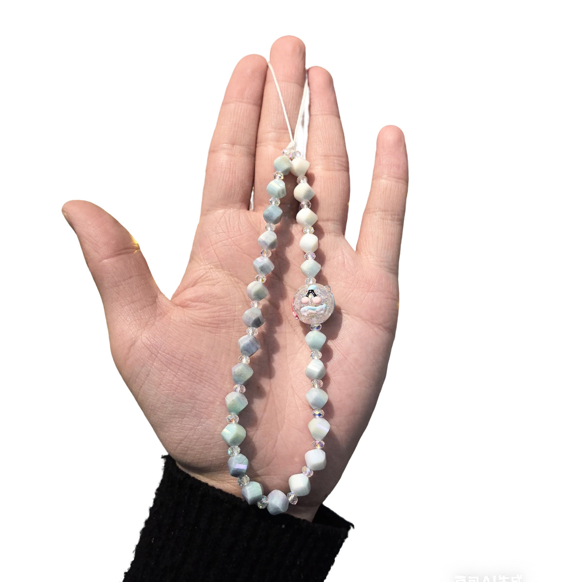 高级清新马卡龙色切面水晶手机挂链渐变串珠挂饰挂绳卡通立体挂件详情3