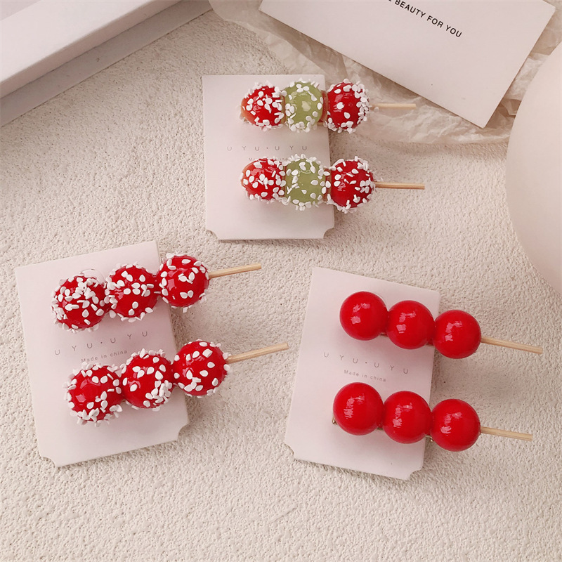 Fun and creative simulated sugar-coated haws hair clips, cute girls, super sweet hawthorn string headwear, high-end hair accessories pic 7
