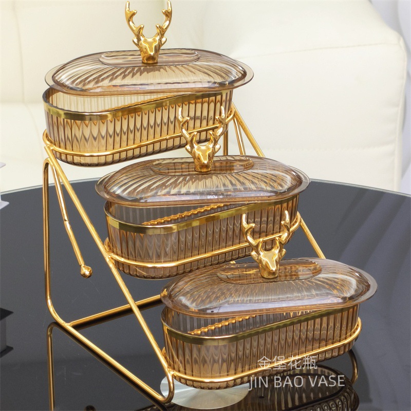 轻奢高颜值玻璃果盘商用水果拼盘家用创意分格干果盒小吃零食盘详情29