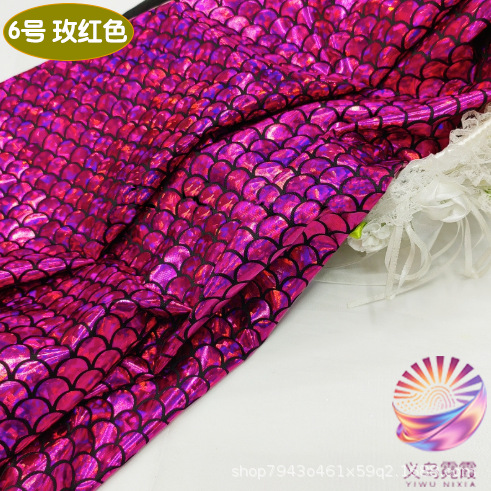镭射四面高弹鱼鳞布牛奶丝氨纶烫金面料美人鱼裙舞台服装装饰布详情13