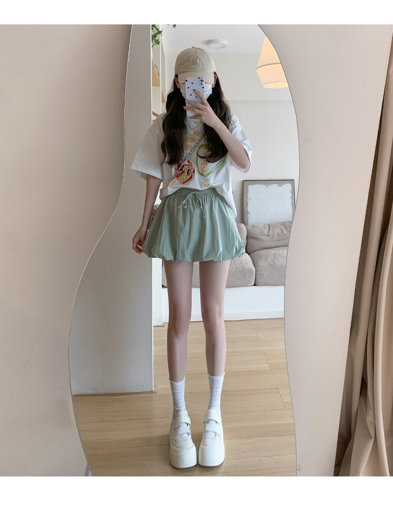 韩系甜美风冰丝花苞短裙女蓬蓬裙纯色夏季气质百搭防走光A字版型详情25