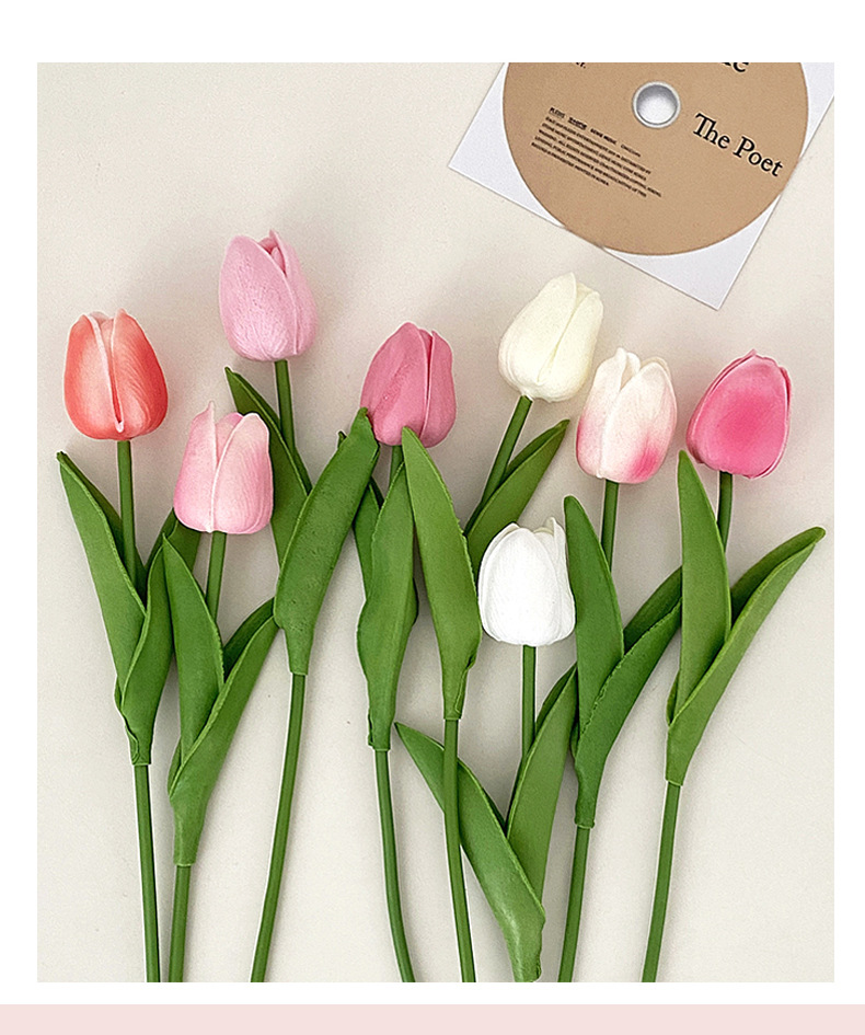 PU mini tulip simulation flowers, artificial bouquets, living room decoration flowers, table flowers, arrangement flowers, floral art, photo bouquets wholesale pic 13