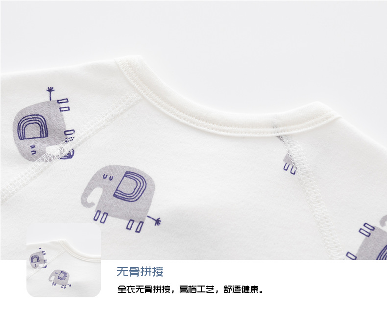 新生婴儿内衣服无骨纯棉春秋款魔术贴半背睡衣满月和尚服宝宝上衣详情24