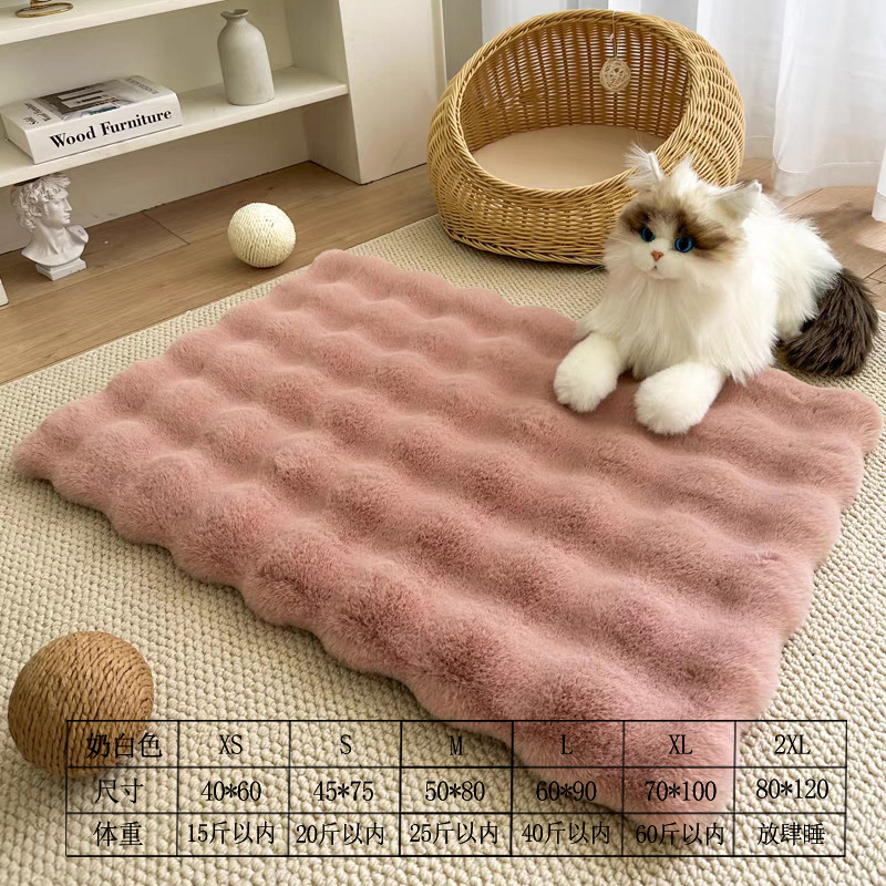 泡泡绒四季通用保暖地垫宠物猫垫狗狗垫保暖防滑防摔纯色毛绒坐垫跨境出口浴室卫生间地垫双格子简约家用卧室床边地毯厨房进门入户详情17