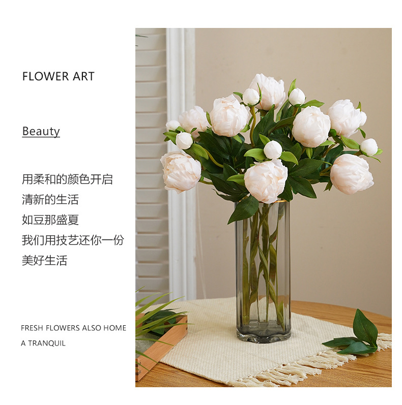 欧式迷你两头仿真牡丹花婚庆家居软装插花绢花芍药摆件办公文化园艺仿真植物详情14