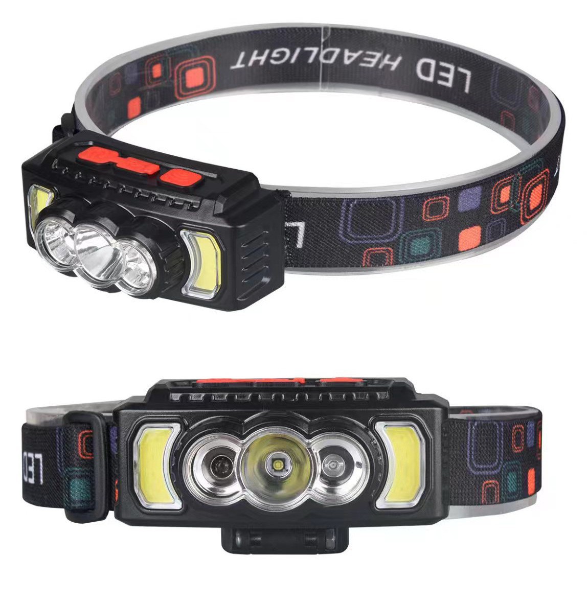 Wholesale Amazon rechargeable led headlights, high-intensity, long-lasting outdoor lights, waterproof head-mounted sensor fishing headlights pic 6