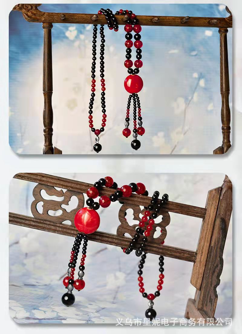 A589红黑玛瑙毛衣链