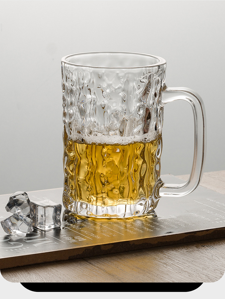 Wholesale glass cups with handles, household cups with handles, large-capacity draft beer cups, commercial beer mugs with handles, and tea cups pic 13