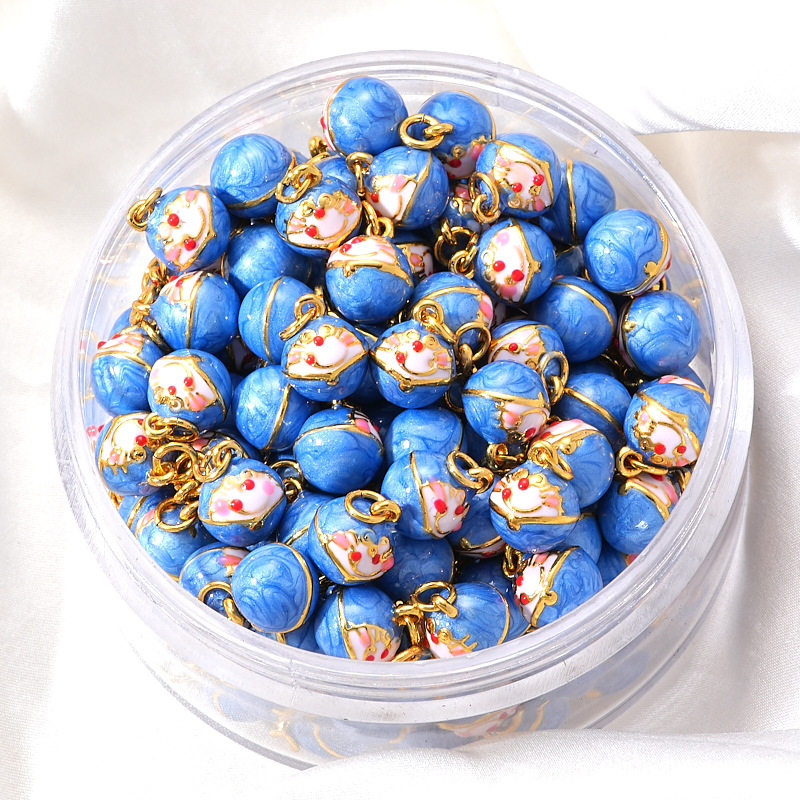 古法沙金珐琅彩叮当猫小圆球久不掉色diy配件吊坠项坠手链项链详情2