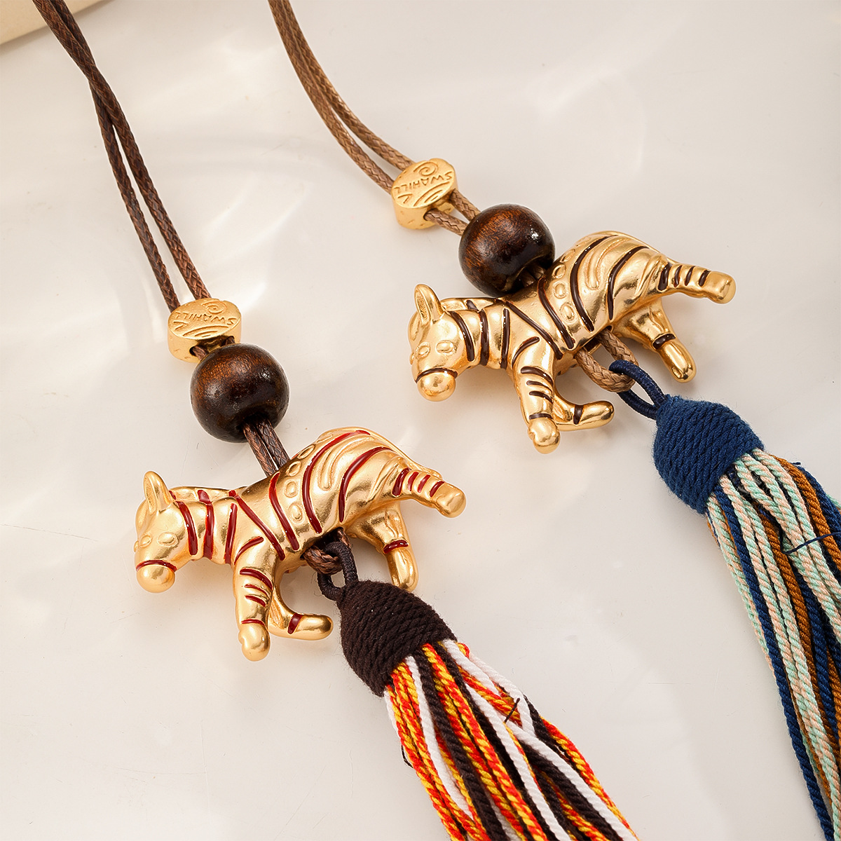 Nasha Ethnic style niche original woven rope tassel Little Horse zodiac Year sweater chain Light Luxury high-end long necklace pic 12