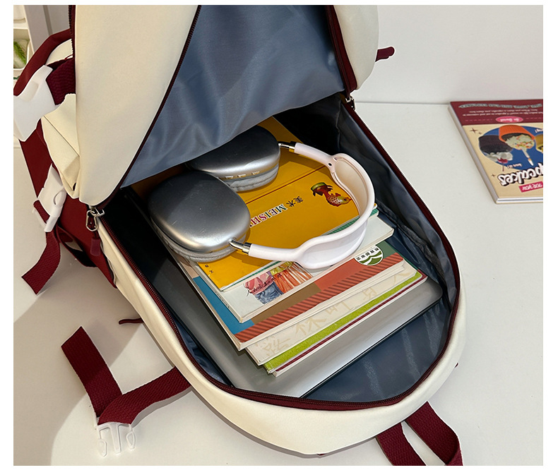 新款时尚休闲书包少女中学生双肩包高颜值大容量情侣双肩电脑包详情50