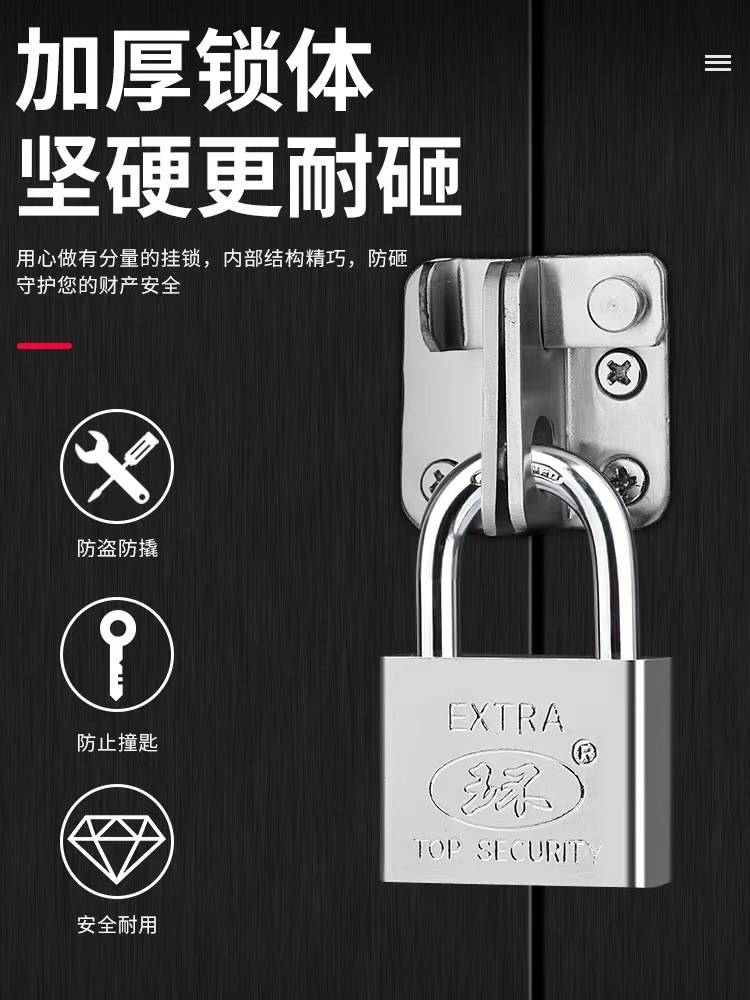 Factory direct sales of 30mm square long and short beam small padlock, imitation stainless steel blade lock, single opening and hanging lock pic 6