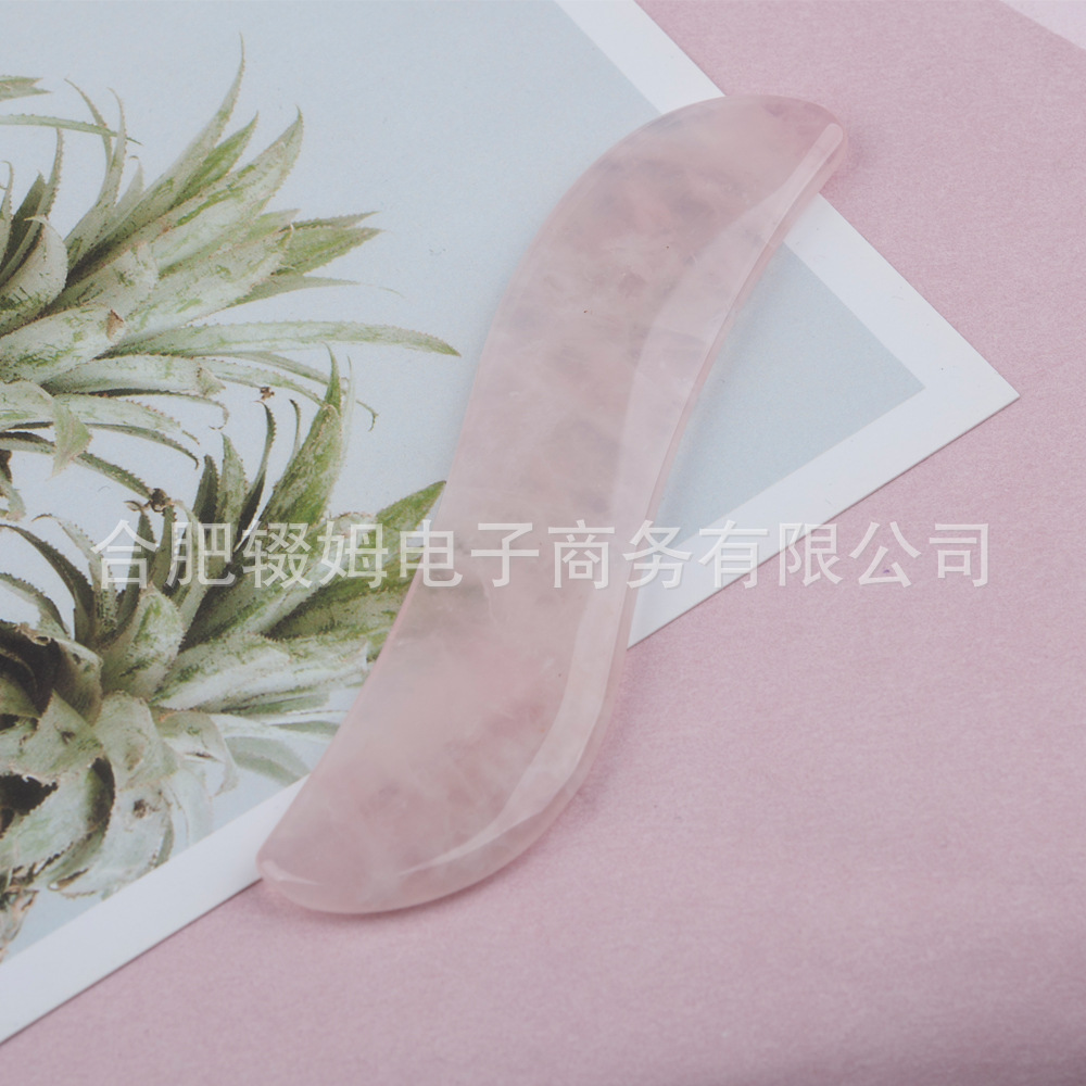 厂家天然玉石绿东陵刮痧板粉晶按摩板脸部面部全身通用刮痧按摩器详情16