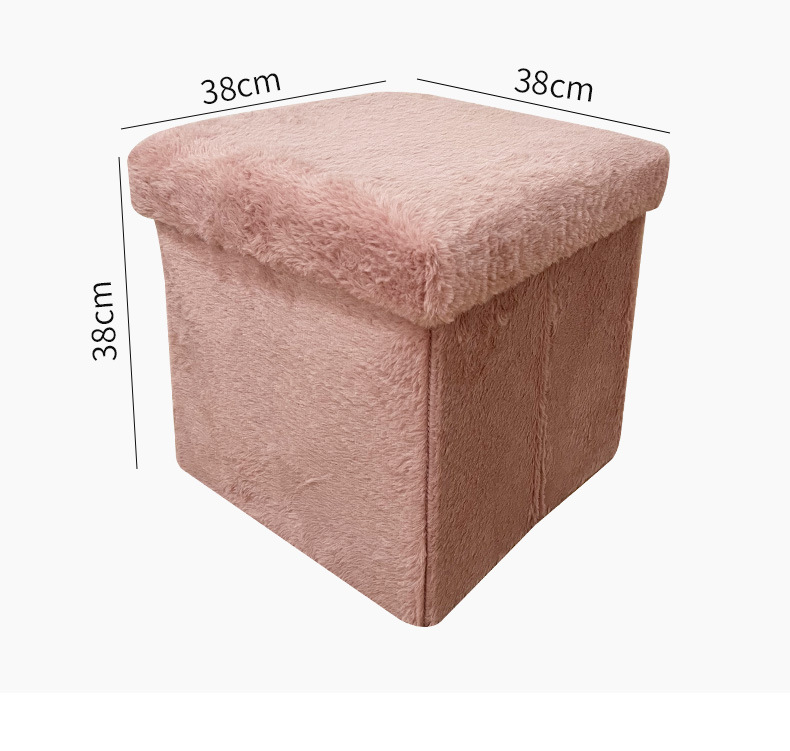 多功能可折叠兔毛收纳凳 收纳箱整理箱换鞋凳 毛绒储物凳成人可坐详情12