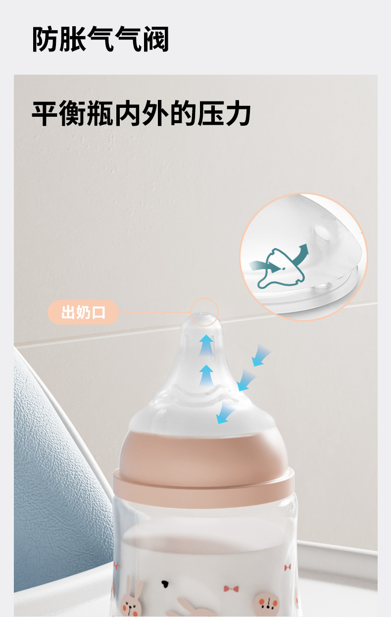 新生婴儿宝宝奶瓶耐摔喝奶防胀气初生0一6个月1到2岁以上防呛套装详情7