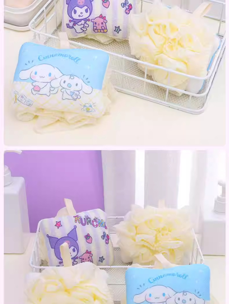 正版授权凯蒂猫浴球柔软起泡沐浴花搓澡搓背女三丽鸥可爱儿童浴擦详情10