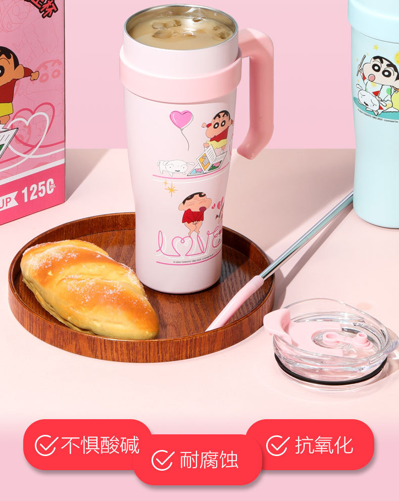 【正版蜡笔小新】新款卡通桌面保温杯保冷冰霸杯高颜值可爱吸管杯详情7