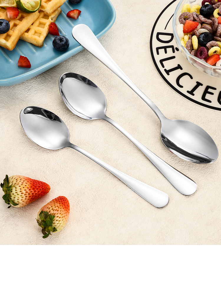1010不锈钢勺子家用吃饭勺汤勺儿童喂养勺酒店西餐餐具咖啡勺批发详情23
