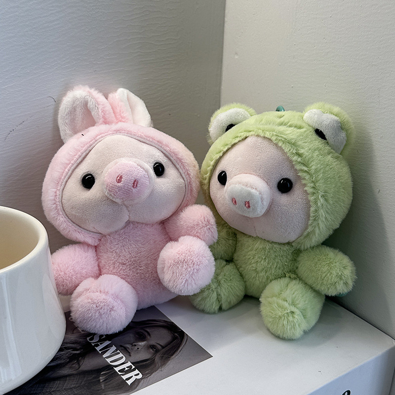 Cute little pig costume dolls, plush toys, little rabbit pendants, keychains, schoolbags, hanging decorations, piggy dolls, frogs pic 11