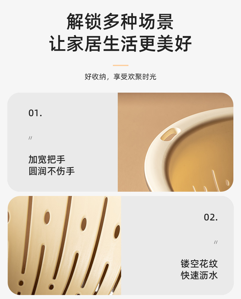 双层蔬菜洗菜盆沥水篮塑料水果盘滤水菜篓淘洗菜篮子双层核心热词详情14
