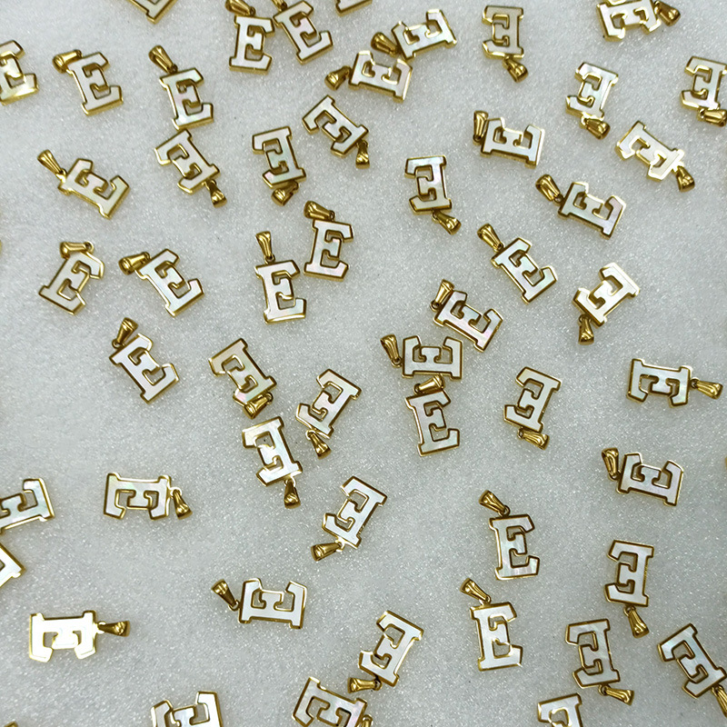 Wholesale cross-border 18K gold shell stainless steel letter pendants, 26 capital letter titanium steel necklaces for women pic 22