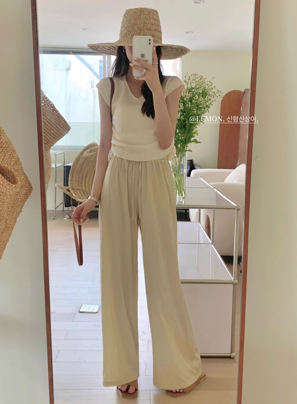 冰丝皱阔腿裤女春夏薄款直筒高腰显瘦韩系小个子慵懒风长裤休闲裤详情8