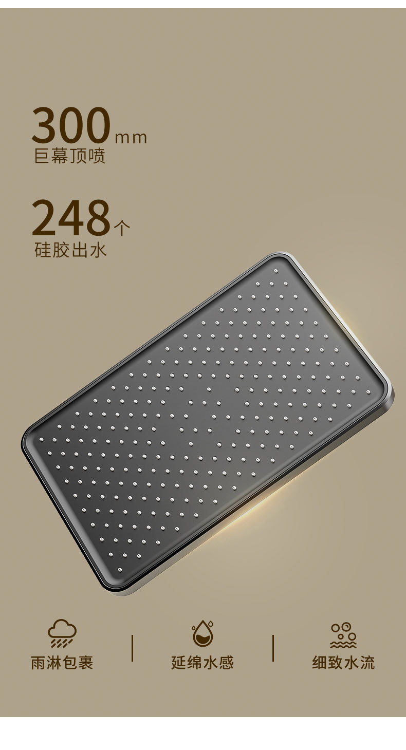 IOIO枪灰卫浴花洒全套全铜冷热白色家用卫生间淋浴套装恒温花洒详情16