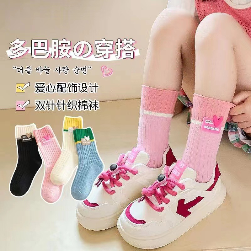新款严选新年儿童袜子多巴胺女童中大童韩版中筒袜宝宝袜童袜批发详情1