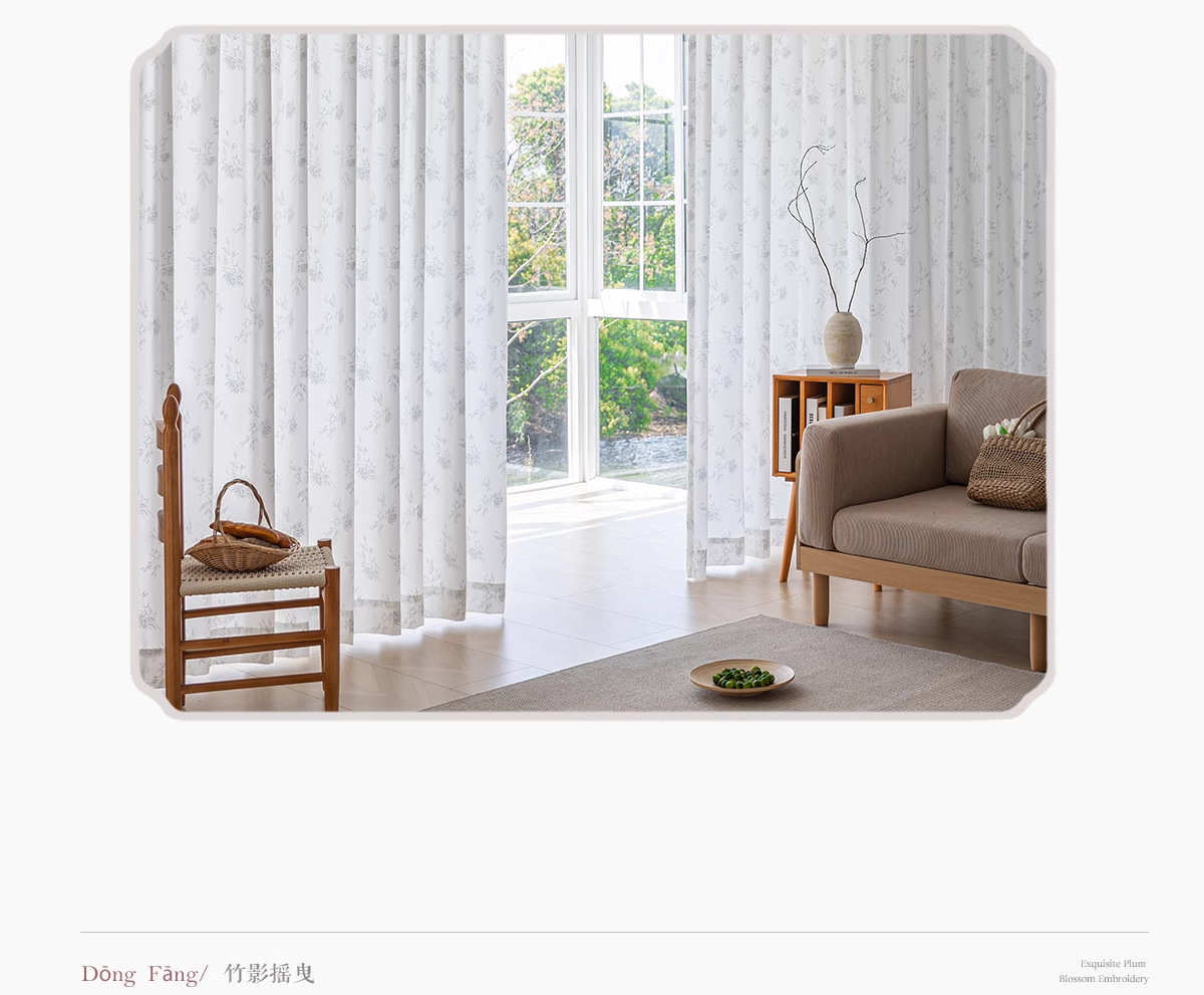 竹子新中式纱帘透光不透人窗帘阳台中式禅意古风窗纱隔热防晒印花详情17