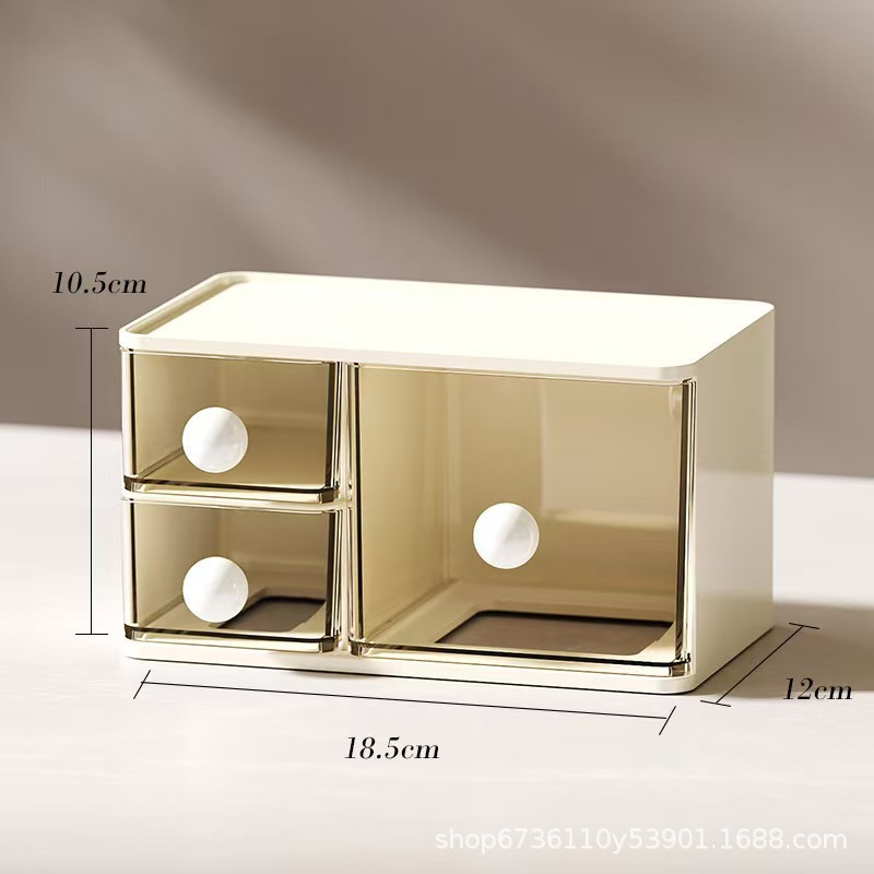 多巴胺桌面收纳盒ing风抽屉式可叠加防尘置物盒文具杂物整理盒子详情3