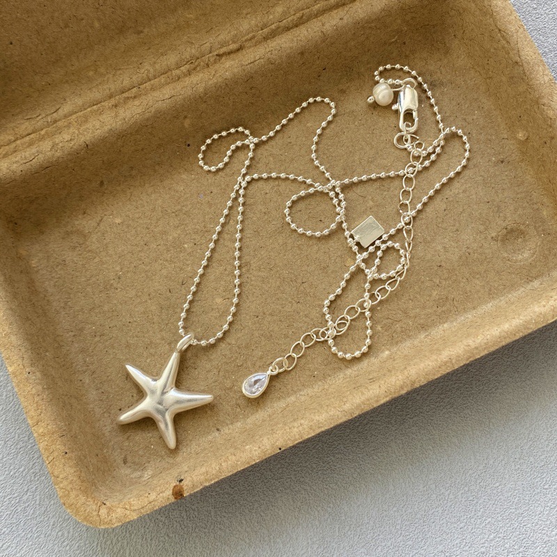 小清新淡水珍珠五角星海星吊坠项链女小众高级日常百搭叠戴毛衣链详情4