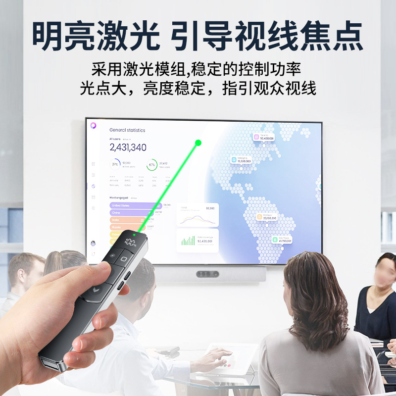 厂家直供多媒体教鞭PPT翻页笔教学商务无线激光多功能数显翻页笔详情8