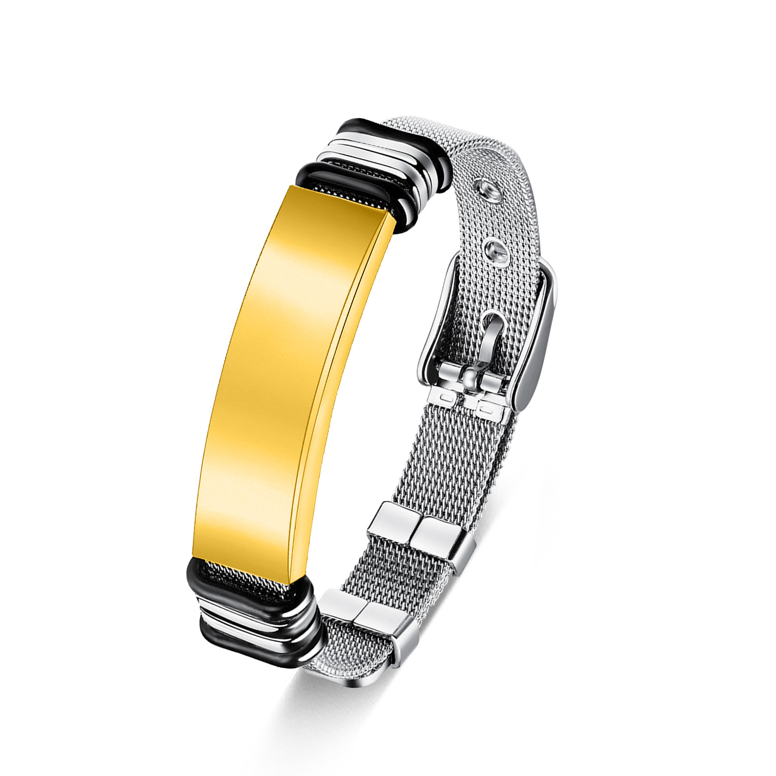 New stainless steel mesh band bracelet for men from Europe and America, adjustable LOGO, personalized couple wrist accessory for men pic 10