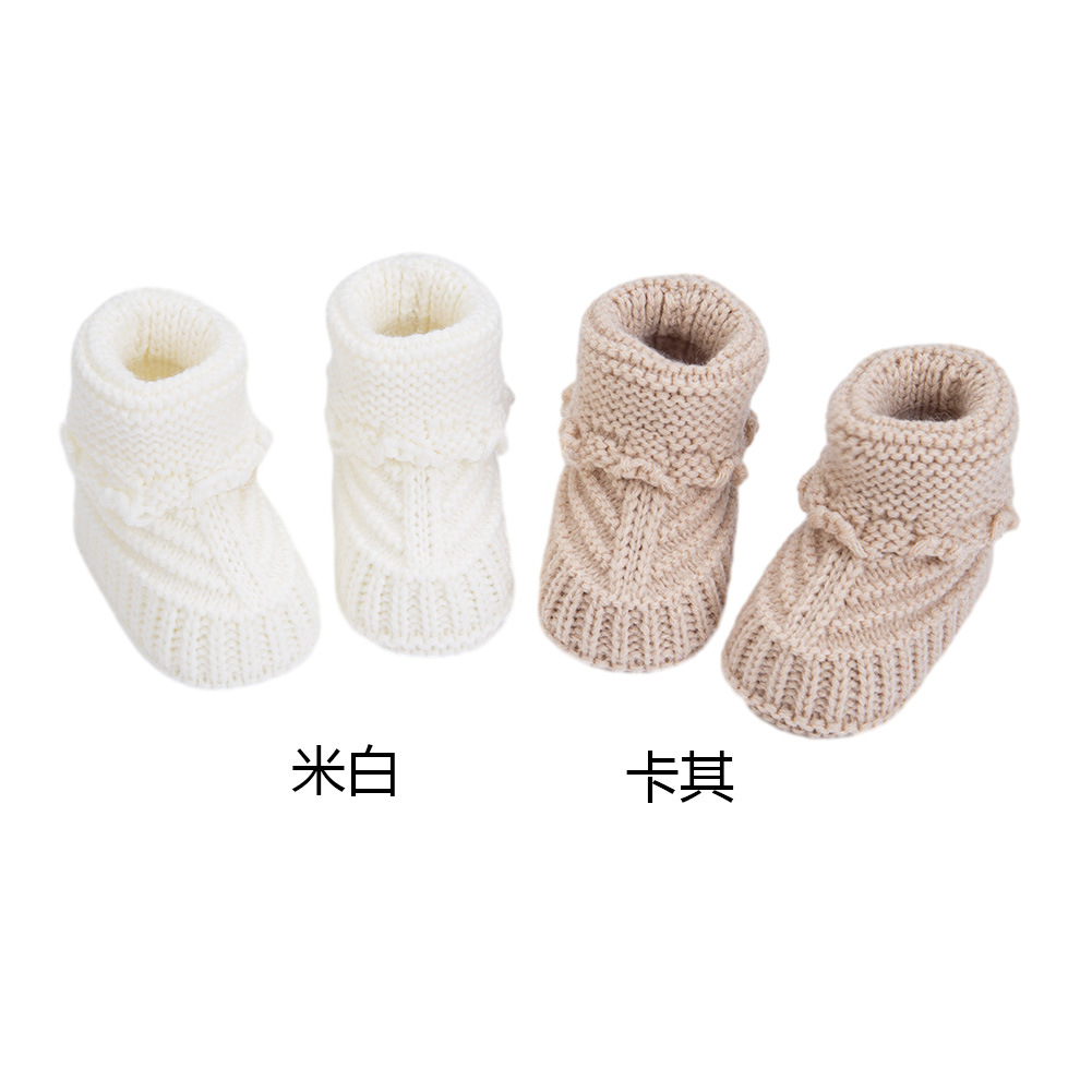 手工成品编织秋冬婴儿毛线鞋新生儿毛线鞋子宝宝针织鞋0-3-6个月详情8